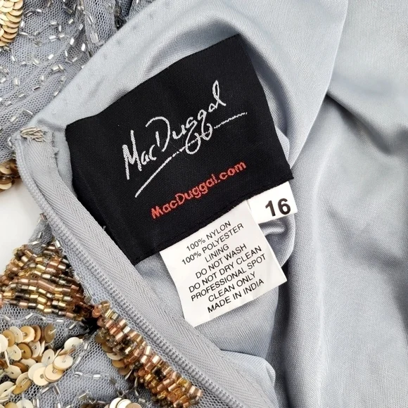 Mac Duggal Long Sleeve Sequin Embellished Gown - Picture 9 of 11